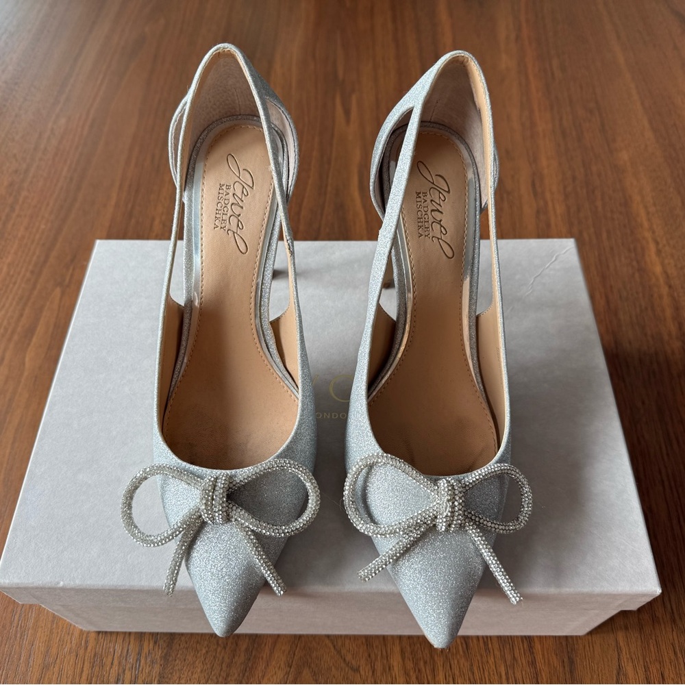 Jewel Badgley Mischka Glittering Silver Heels